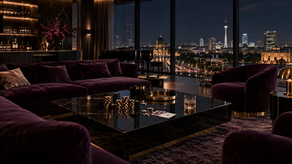 NV Casino VIP Programm: redaktionelle Illustration im violett-pinken NV-Stil